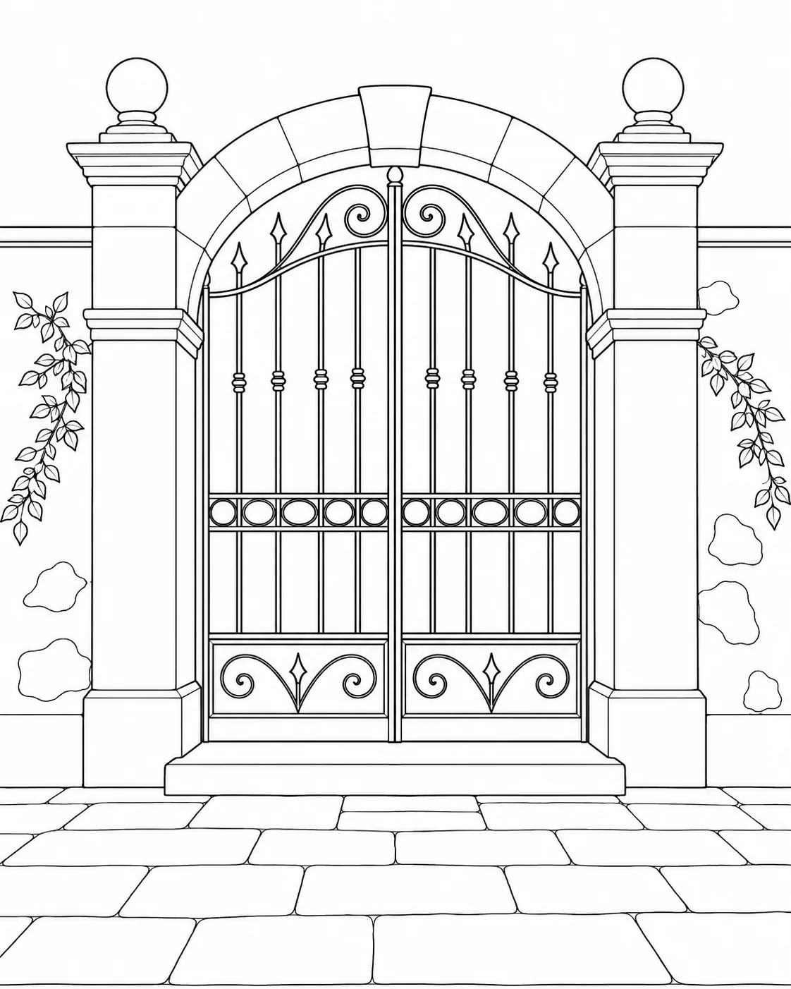 Decorative Balcony Scene Coloring Page Set 4