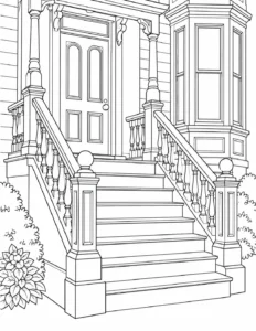 Decorative Balcony Scene Coloring Page Set 3