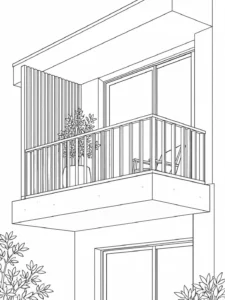 Decorative Balcony Scene Coloring Page