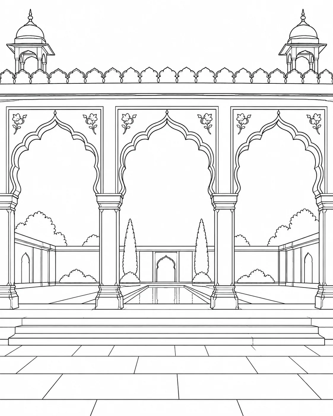 Detailed Decorative Column Pattern Coloring Page