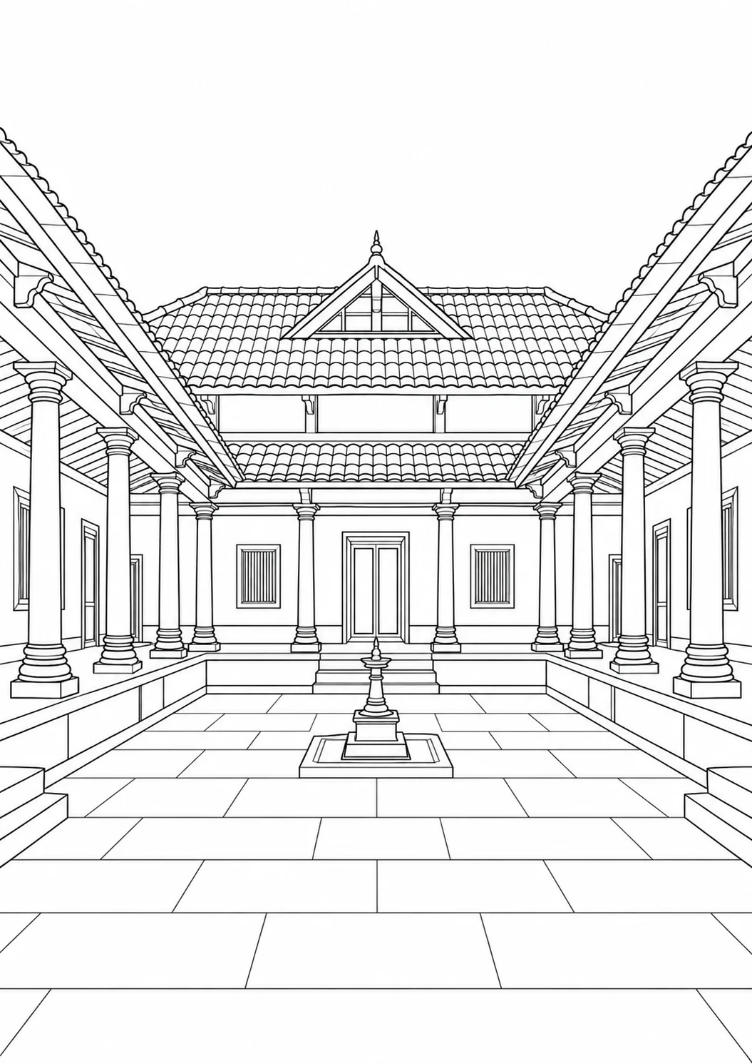 Detailed Decorative Column Pattern Coloring Page