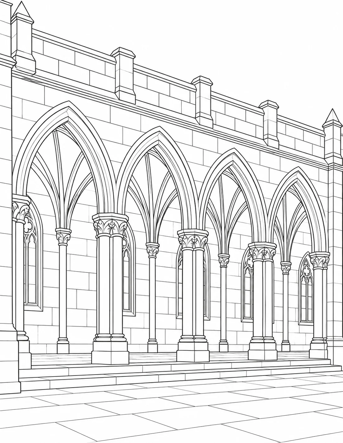 Detailed Decorative Facade Pattern Coloring Page