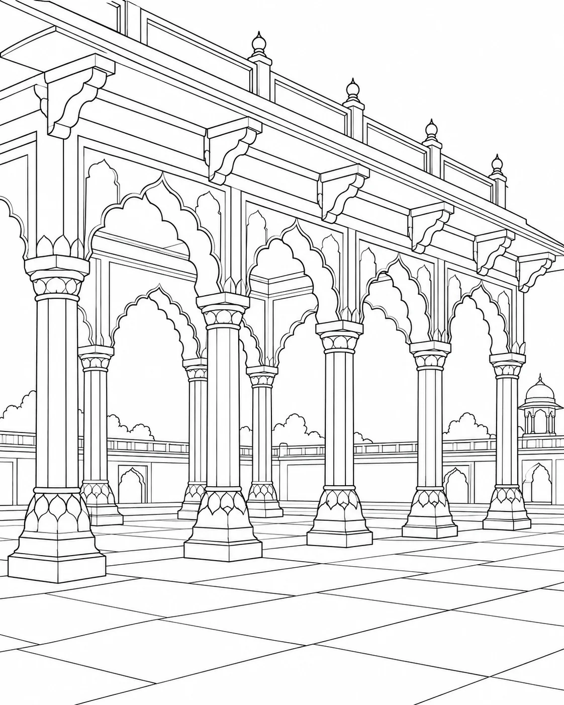 Printable Decorative Facade Pattern Coloring Sheet