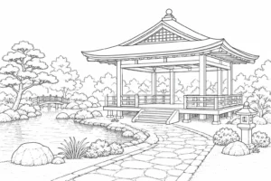 Decorative Facade Scene Coloring Page Set 5