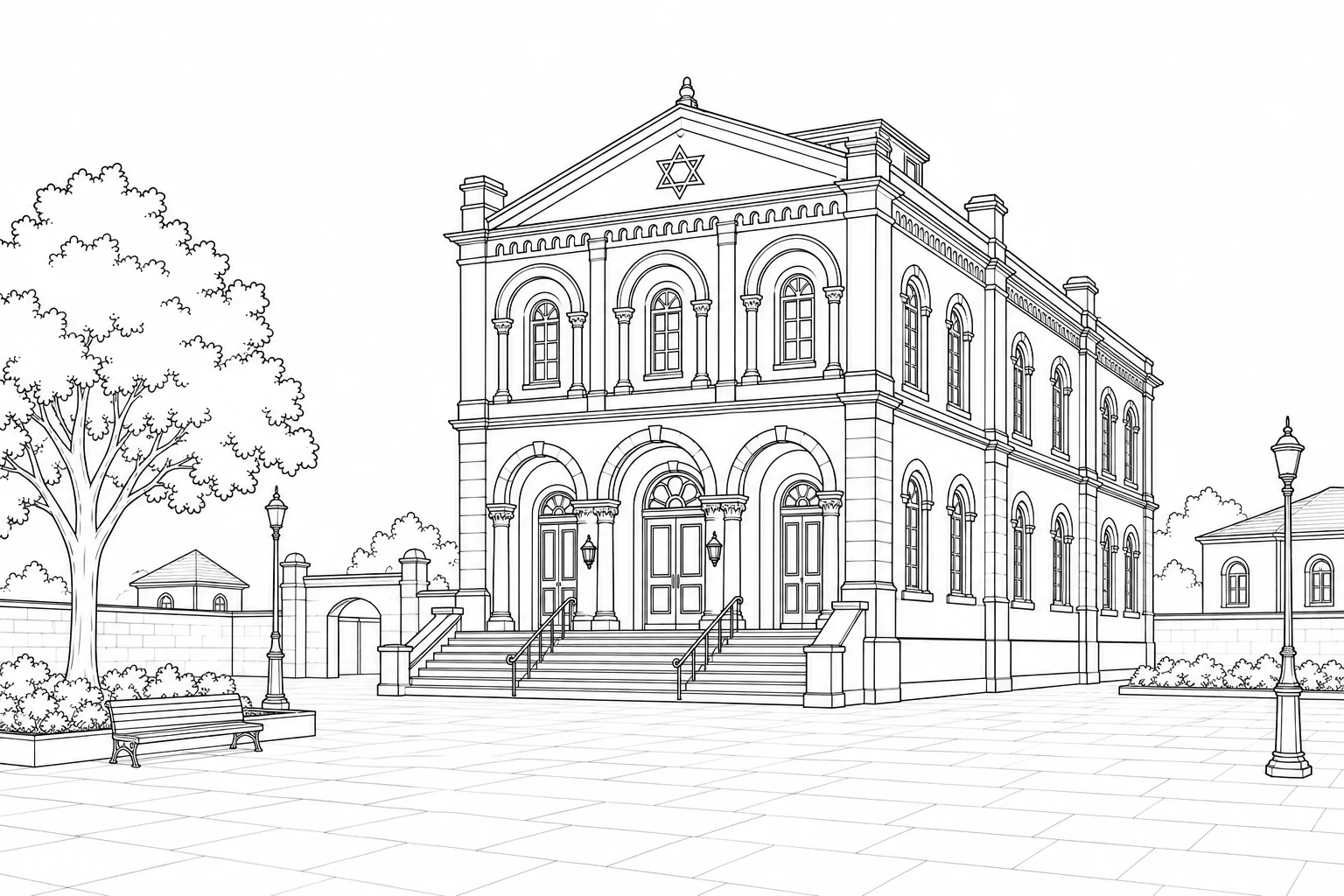 Decorative Facade Scene Coloring Page Set 2
