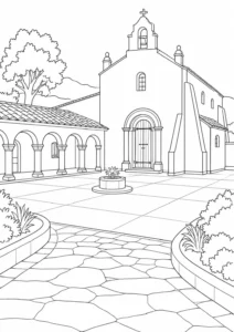 Decorative Facade Scene Coloring Page
