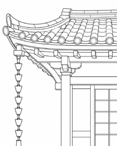 Decorative Roofline Scene Coloring Page Set 3