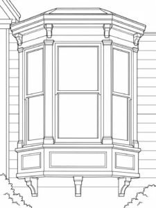Decorative Roofline Scene Coloring Page