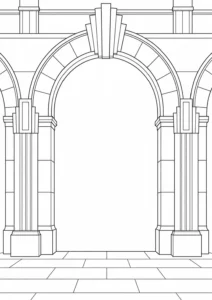 Decorative Roofline Scene Coloring Page Set 2