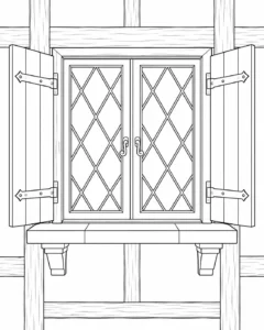 Decorative Roofline Scene Coloring Page