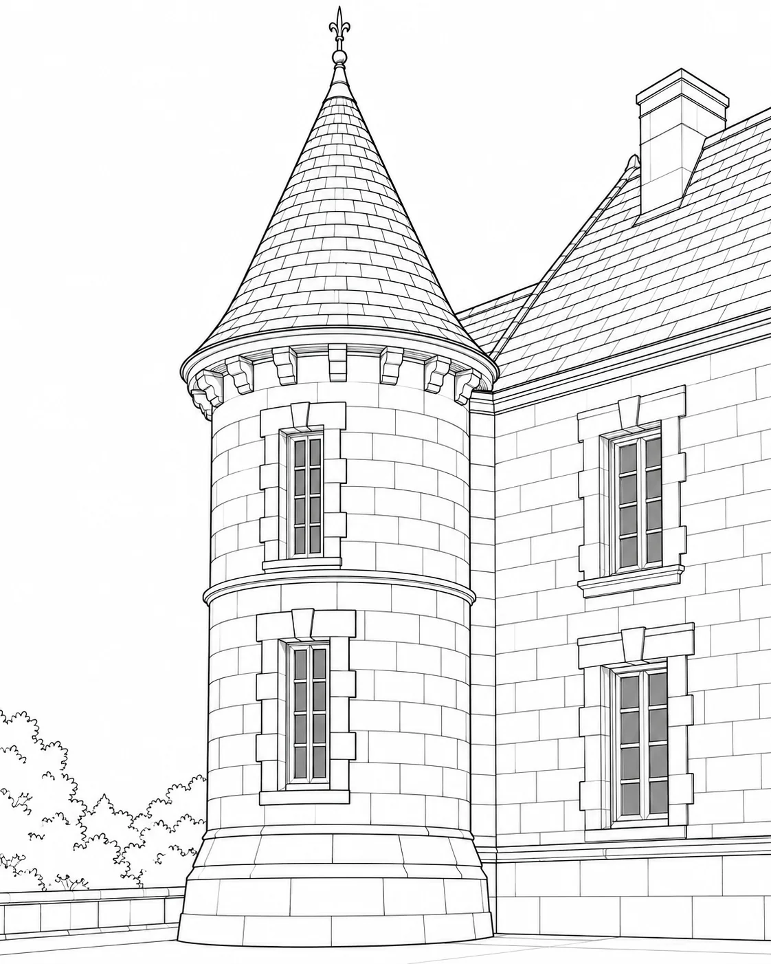 Decorative Stone Arch Scene Coloring Page Set 4
