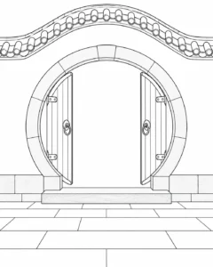Detailed Staircase Scene Coloring Page