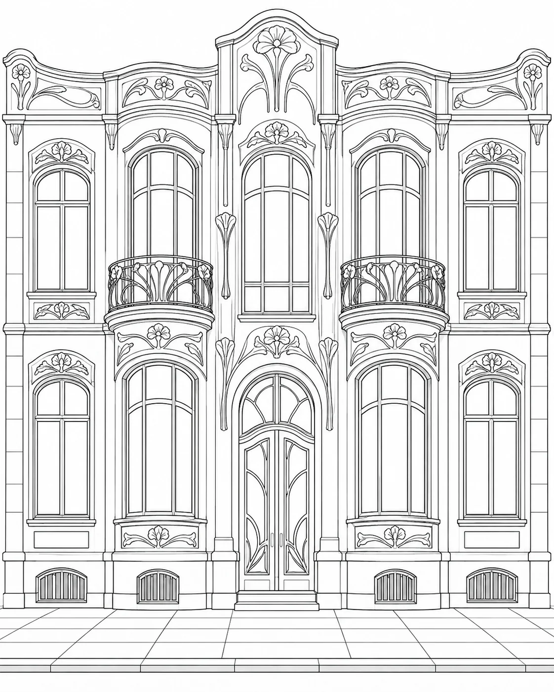 Detailed Window Pattern Coloring Page