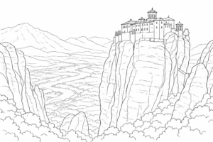 Famous Bridge Scene Coloring Page