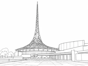 Famous Public Square Scene Coloring Page Set 3