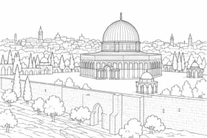 Famous Public Square Scene Coloring Page Set 3