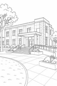 Futuristic House Scene Coloring Page Set 3