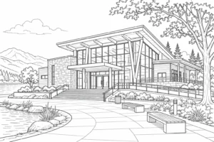 Geometric Architecture Coloring Page