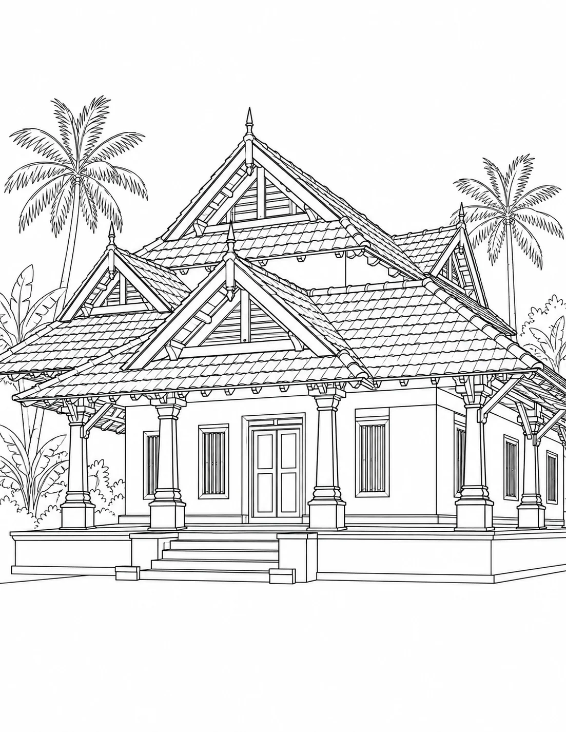 Printable Geometric Architecture Design Coloring Sheet