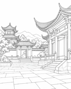 Printable Geometric Architecture Design Coloring Sheet