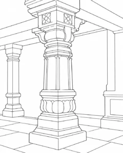 Geometric Architecture Detail Scene Coloring Page