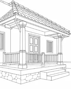 Geometric Architecture Detail Scene Coloring Page Set 2