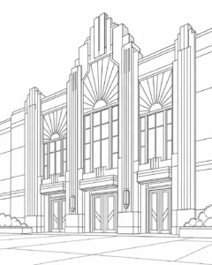 Geometric Building Pattern Coloring Page