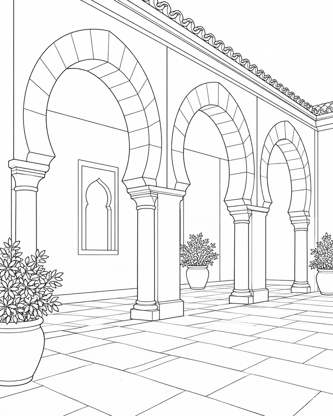 Geometric Building Pattern Coloring Page