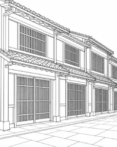Detailed Geometric Building Pattern Coloring Page