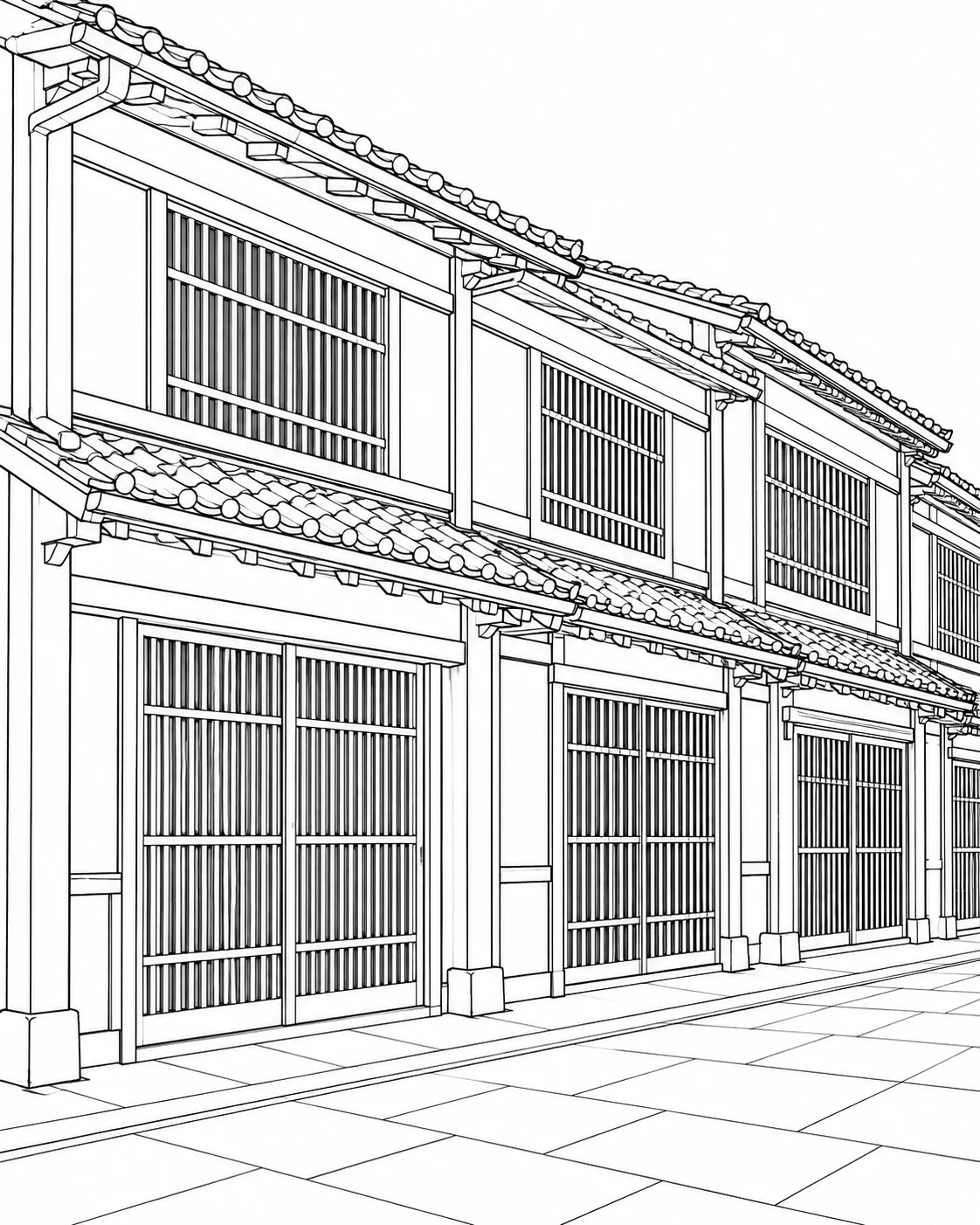 Detailed Geometric Building Pattern Coloring Page