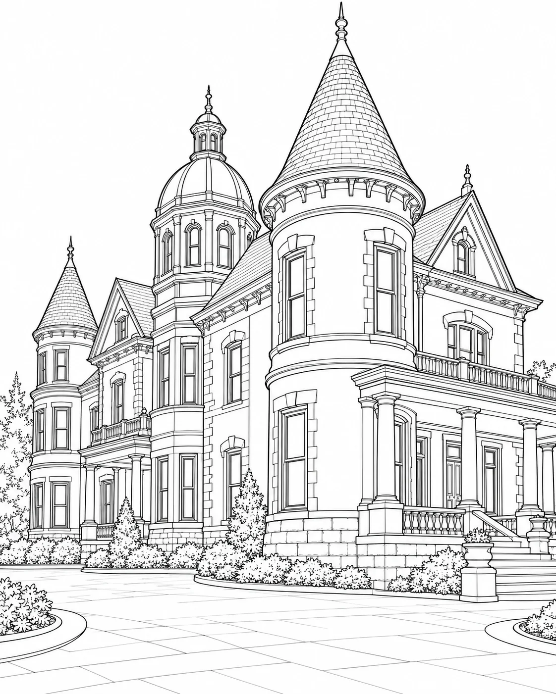 Free Printable Geometric Building Pattern Coloring Page