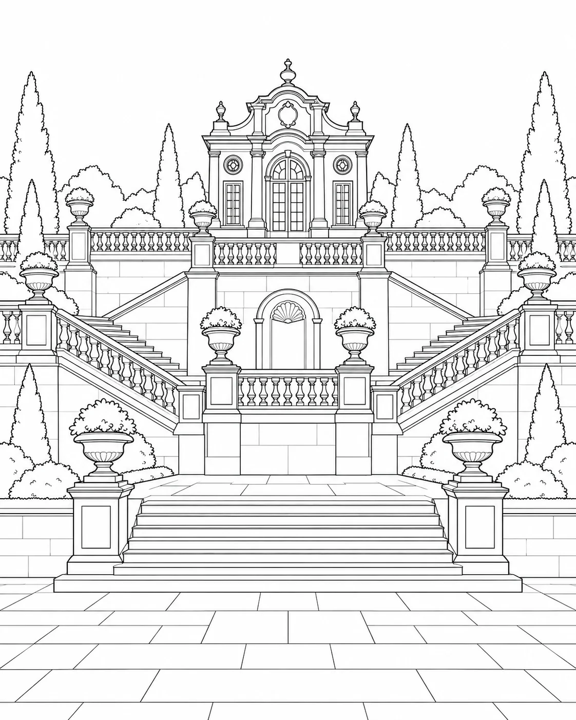 Geometric Building Pattern Coloring Page