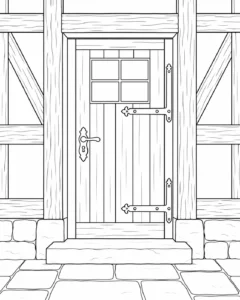 Gothic Architecture Detail Scene Coloring Page