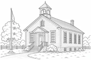 Gothic Tower Scene Coloring Page Set 2