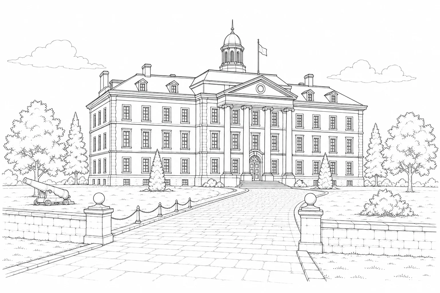 Gothic Tower Scene Coloring Page Set 3