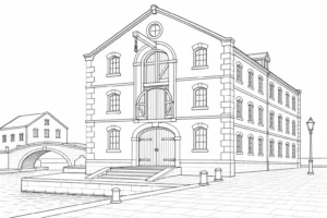 Gothic Tower Scene Coloring Page Set 2