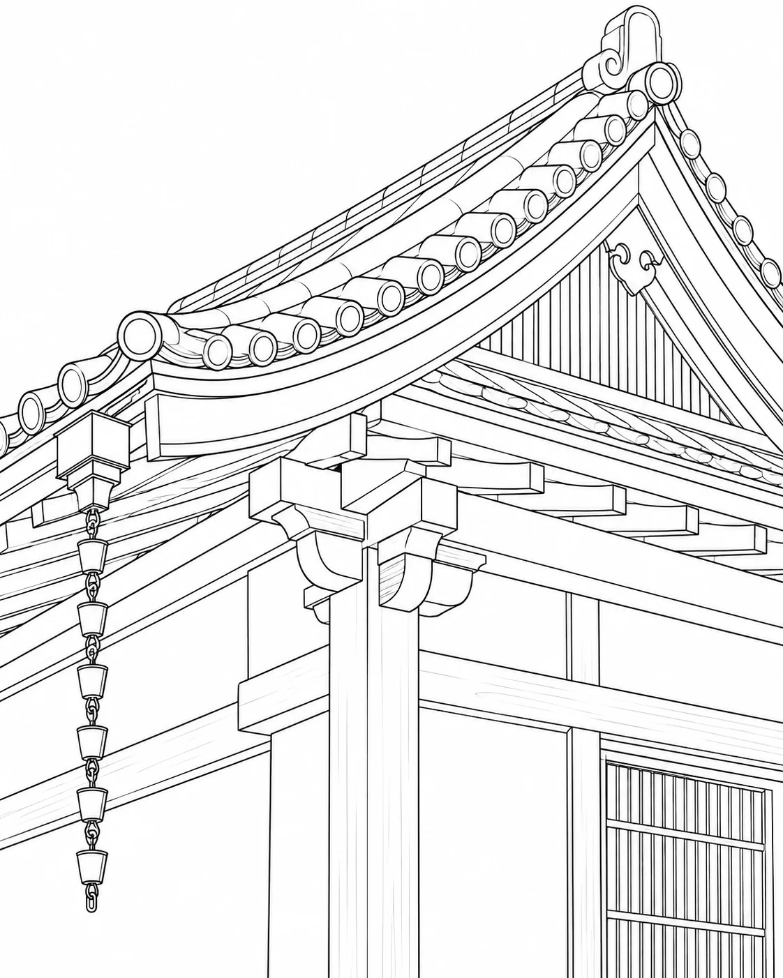 Grand Entrance Detail Scene Coloring Page Set 3