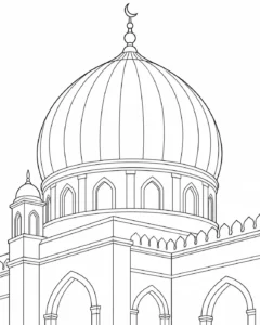 Grand Entrance Detail Scene Coloring Page Set 4