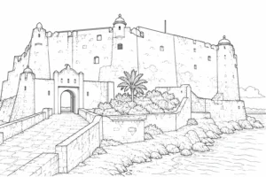 Grand Monument Scene Coloring Page
