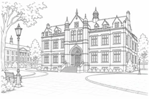 Heritage Mansion Scene Coloring Page Set 6