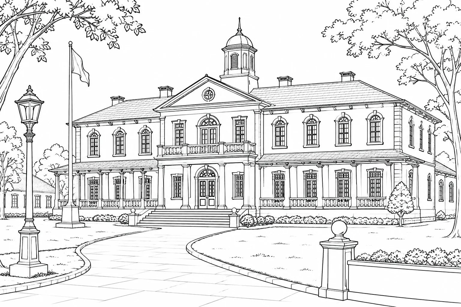 Historic Bridge Scene Coloring Page Set 3