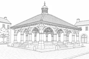 Historic Bridge Scene Coloring Page Set 2