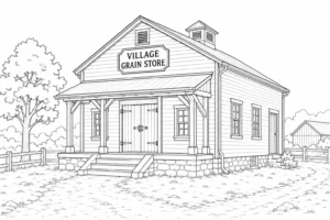 Historic Bridge Scene Coloring Page Set 6