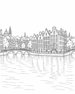 Historic City Center Scene Coloring Page