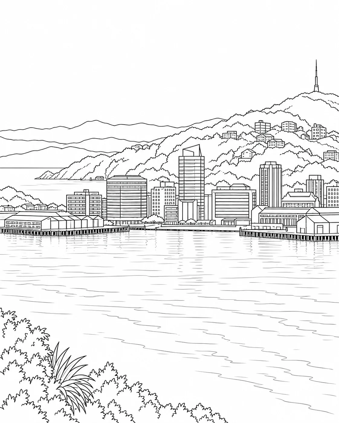 Free Printable Historic City Center Coloring Page