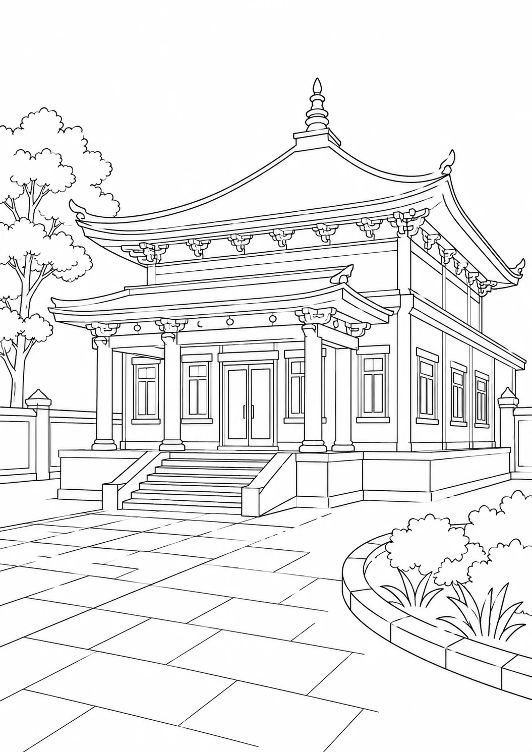 Historic Cultural Landmark Scene Coloring Page Set 2