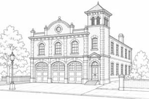 Historic Landmark Scene Coloring Page Set 5