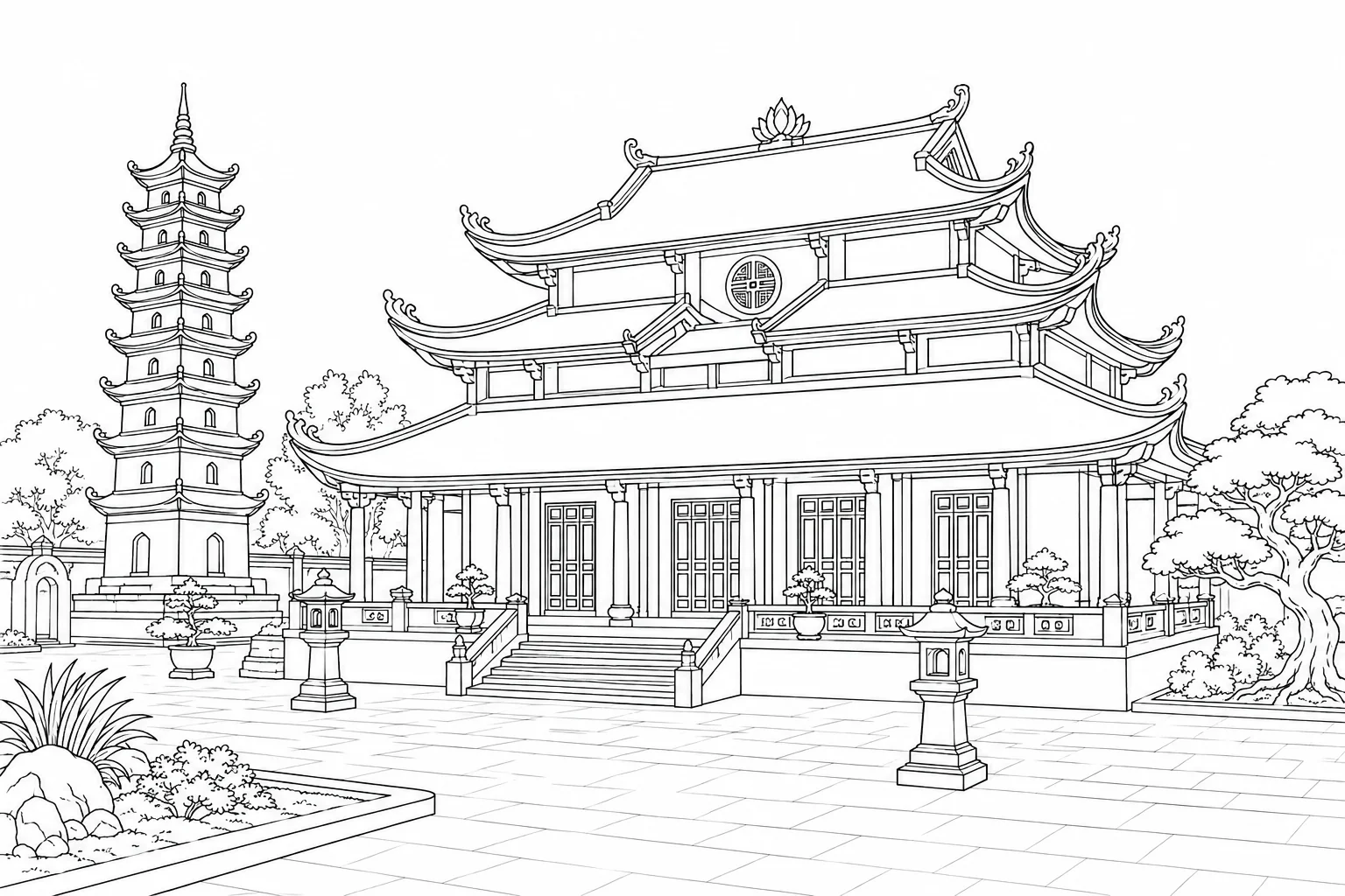 Historic Mosque Scene Coloring Page