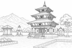 Historic Mosque Scene Coloring Page Set 2