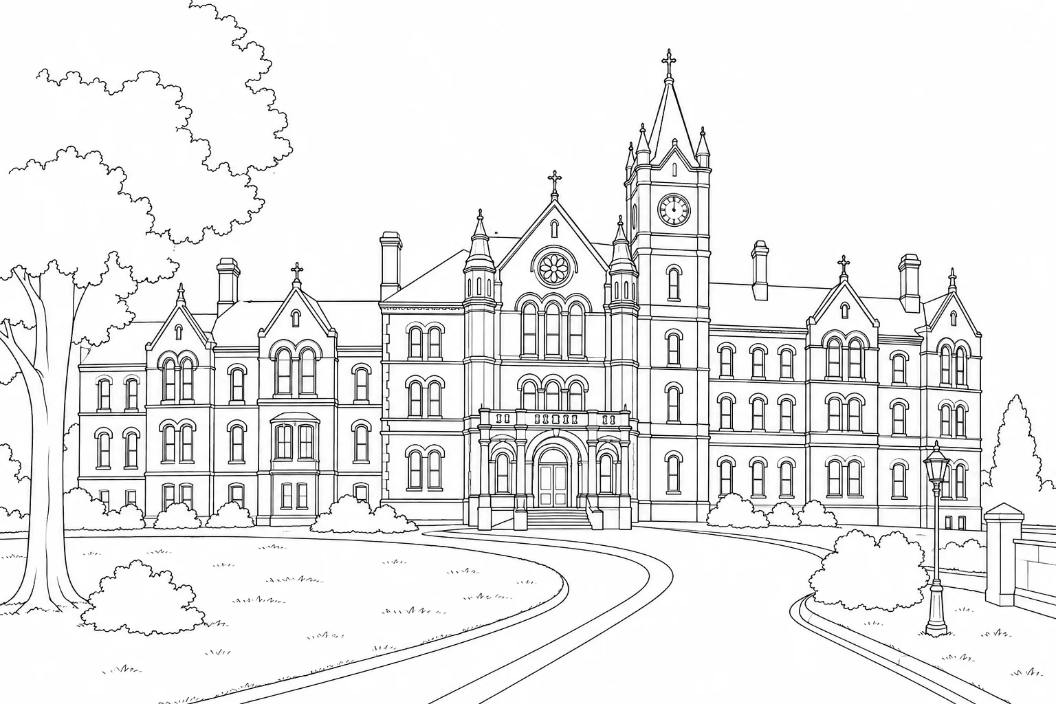 Creative Historic Stone Building Coloring Page